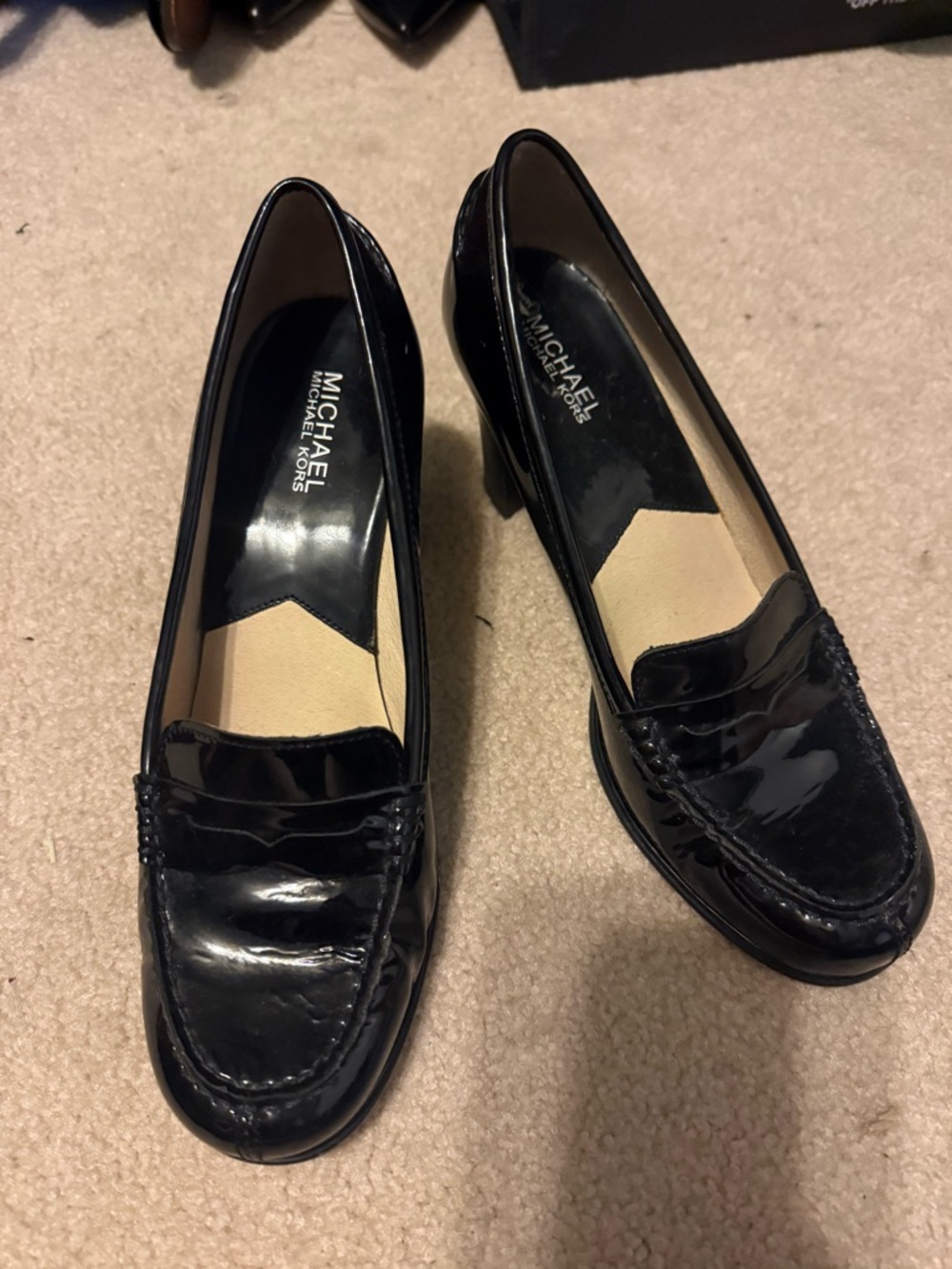 Michael Kors Black Patent Leather Penny Loafers